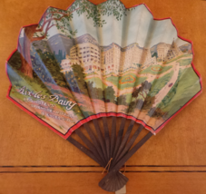 rare French Advertising Fan Aix-les-Bains, view of 3 Hotels and grounds VG+ - $200.00