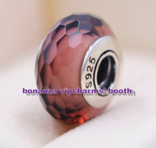 925 Silver Handmade Moments Fascinating Purple Faceted Murano Glass Charm - £3.44 GBP