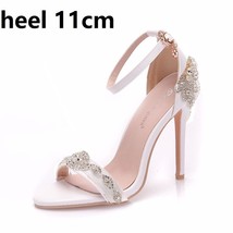 Crystal Queen Women Sandals Summer High Heels Peep Toes Buckle Strap Bridal Pump - £46.03 GBP