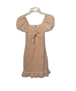 Madden NYC Peach Check Pullover Smocked  Dress Size Small - $13.00