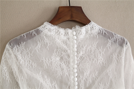 White 3/4 Sleeve Short Lace Tops Bridal Bridesmaid Shirt Boho wedding Plus Size image 6