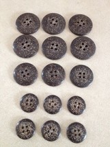 Lot of 15 Vtg Mid Century Brown Speckled Plastic 4 Hole Buttons 2.25cm 2... - $13.99