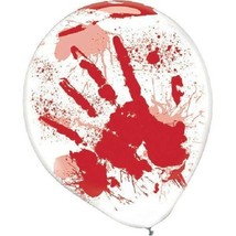 Asylum Printed Bloody Hand Helium Quality 6 12&quot; Latex Balloons - $4.74
