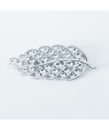 Silver Tone Leaf Brooch Pin 2” Wide Elegant Nature-Inspired Design - $112.75 MXN