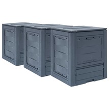 vidaXL Gray 3-Piece Plastic Garden Compost Set with Aeration Holes - $5,587.64 MXN