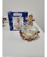 GINGERBREAD MAN GLASS COVERED CANDY DISH WITH RESIN BASE  7X5 IN - $24.61 CAD