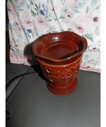 Scentsy Wax Warmer Roma Burgundy Embossed Floral Swirl with Bulb EUC - $55.50 CAD