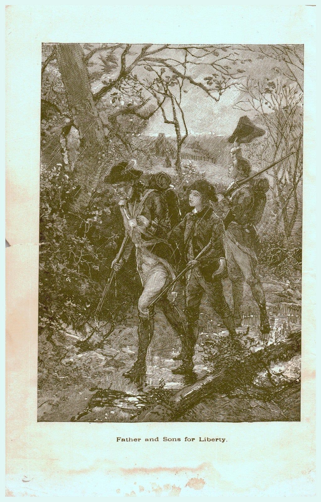 Antique 1885 Print Father and Sons for Liberty Brief History The United ... - $21.74