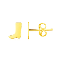 14K Gold Polished Cowboy Boot Stud pierced Earrings 1 pair jewelry women&#39;s Texas - £73.96 GBP