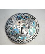 Sterling Silver &amp; Abalone Aztec Warrior Brooch Pin Pendant 925 BETO Taxc... - £98.06 GBP
