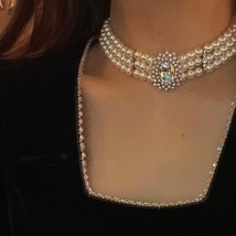 MENGJIQIAO Wholesale Vintage Style 3 Layers  Choker Necklace For Women Elegant C - $16.24