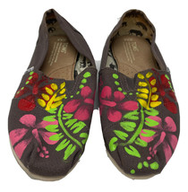 Tom&#39;s Women&#39;s Canvas Brown Personalized w/ Flowers Shoes - Size W8.5 - £17.77 GBP