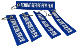 Rotary13B1 Remove Before PEW PEW Chamber Safety Key Chains - Blue - 5 Pieces image 3