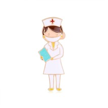 Enamel &amp; 18K Gold-Plated Nurse On-Duty Brooch - £11.15 GBP