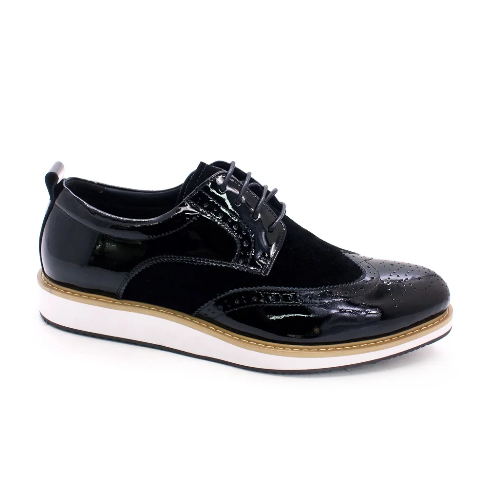 Ns business casual shoes patent leather suede wingtip brogue oxfords black flat fashion thumb200