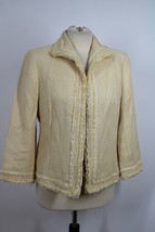 Lafayette 148 8 Yellow Tweed Fringe Blazer Jacket Silk Lining - £33.49 GBP