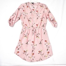 Rue 21 Pink Floral Roll Tab Sleeve Women&#39;s Dress SIze Large - €9,68 EUR