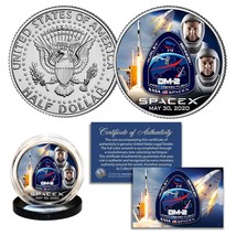 Spacex Astronauts Falcon 9 Rocket Carrying Crew Jfk Half Dollar U.S. Coin - £7.47 GBP