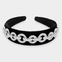 Black and Silver Rhinestone Crystal Chain Link Headband Hair Statement Accessory - £28.45 GBP