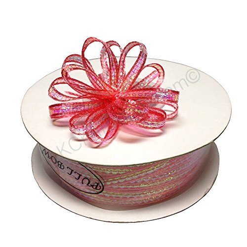 1/8&quot; Coral 50 Yards Organza Nylon Iridescent Center with String Pull up ... - $3.43