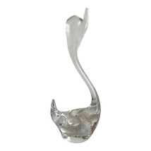 Art Glass Swan Hand Blown Figurine  Statue Clear Glass 9.5&quot; Tall - £11.86 GBP