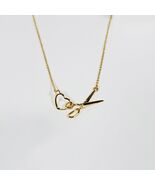 Scissor and Heart Charm Necklace Gold - $720.59 MXN