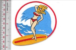 Vintage Surfing California Girl Surfer on Long Board Old Style Promo Patch - £7.85 GBP