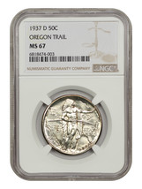 1937-D 50C Oregon Ngc MS67 - £447.78 GBP