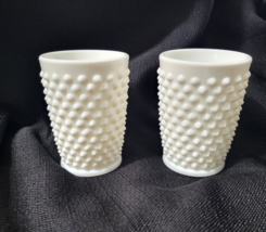 2 Vintage Fenton White Hobnail Milk Glass 3-1/2&quot; Flat Tumblers 5 Oz #3945 Euc - £15.65 GBP