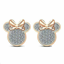 0.80Ct Round Cut Cubic Zirconia Mickey Mouse Stud Earrings 14k Rose Gold Plated - £83.81 GBP