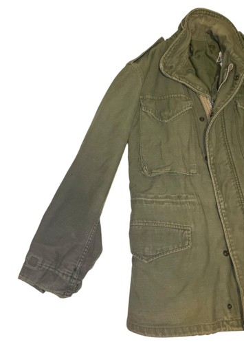 Vintage 70s US Army M-65 Field Jacket Olive Drab Distressed Faded Military Coat image 3