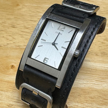Guess Quartz Watch G66390G Men Silver Rectangle Leather Bund Band New Ba... - $42.74