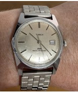 Vintage Timex Men Silver Tone Water Resistant Hand-Wind Mechanical Watch... - £15.38 GBP