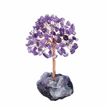 Natural Amethyst Crystal Tree, Raw Healing Crystals Fluorite Base Bonsai... - £21.13 GBP