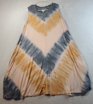 Mud Pie Fit &amp; Flare Dress Womens Large Multi Tie Dye Knit Sleeveless Round Neck - £11.97 GBP