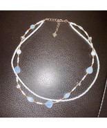 COOKIE LEE Two Strand White, Iridescent &amp; Gold beaded necklace 18” - $14.80