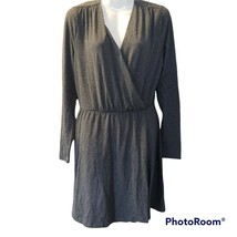 Grey Long sleeve Faux Wrap Dress sz M - £15.49 GBP