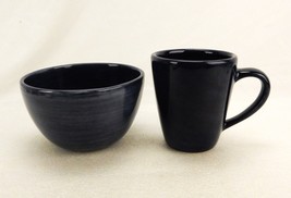 Large Ceramic Bowl &amp; Mug Set, Pottery Barn, Sausalito Pattern, Cobalt Blue - £15.31 GBP