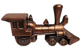 Train Figurine Copper Color Cast Metal Locomotive Engine 5 1/2&quot; Long Vintage - £11.55 GBP