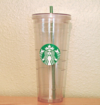 Starbucks Cold Cup Clear Venti Tumbler Traveler Green Straw Lid Large Lo... - £13.72 GBP