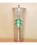 Starbucks Cold Cup Clear Venti Tumbler Traveler Green Straw Lid Large Lo... - £13.54 GBP