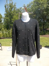 NWT TALBOTS BLACK SWEATER W PEARLS COTTON/CASHMERE BLEND S $99 - £36.05 GBP