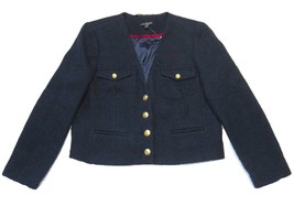 NWT J.Crew V-neck Lady Jacket in Navy Blue Maritime Tweed Crop 14 - £149.18 GBP