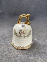 Rare Vintage Lefton Odd Fellows Rebekah Gold 50th Anniversary Porcelain Bell - £12.65 GBP