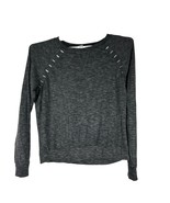 Daisy Fuentes Womens Long Sleeve Charcoal Gray Pullover Silver Stud Deta... - $24.37