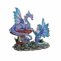 Amy Brown Companion Enchanted Elf Fairy Fae Damsel With Toadstool Dragon Statue - £64.13 GBP