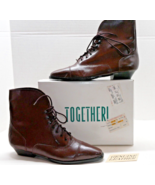 NOS Together Vintage Ankle Boots Brown Leather Granny Lace Up Women&#39;s 10 B - £39.33 GBP