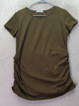 Bea Island Maternity Tee Shirt Womens Large Green Short Sleeve Round Neck Ruched - £13.10 GBP