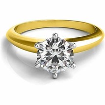 1.25CT Forever One Moissanite 6 Prong Solitaire Wedding Ring 14K Two Tone Gold - $899.91