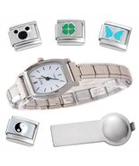 White Barrel Shape Italian Charm Watch Bracelet Plus Tool &amp; Enamel Charms - €16,03 EUR